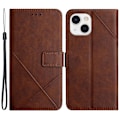 Miniatyrbild 1 av 9: SKALO iPhone 15 Embossed Plånboksfodral i PU-Läder - Brun Brun