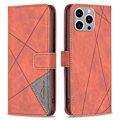 Miniatyrbillede 1 af 7: iPhone 15 Pro Max BINFEN COLOR Præget Flip Cover - Brun Brown