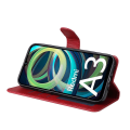 Pikkukuva 3 / 9: SKALO Xiaomi Redmi A3 PU-nahkainen Lompakkokotelo - Valitse väri Red