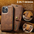 Pikkukuva 6 / 11: DG MING iPhone 15 Pro 2-in-1 magneetti lompakkokotelo - Ruskea Brown