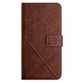 Miniatyrbild 8 av 9: SKALO iPhone 15 Embossed Plånboksfodral i PU-Läder - Brun Brun