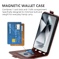 Miniatyrbillede 4 af 9: SKALO Samsung S25 Ultra Vertical Flip PU-Læder Flip Cover - Sort Black