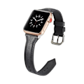 Miniatyrbild 2 av 3: SKALO Smalt Läderarmband Apple Watch Series 10 42mm - Fler färger Svart