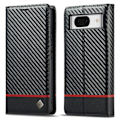 Miniatyrbild 1 av 11: SKALO Google Pixel 8 LC.IMEEKE Carbon Fiber Plånboksfodral i PU-Läder - Svart Svart