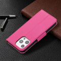 Miniatyrbild 8 av 9: SKALO iPhone 13 Pro Premium Litchi Plånbok - Cerise Cerise