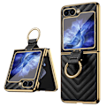 Pikkukuva 1 / 11: Samsung Z Flip6 SKALO Gold Edge Ring Suojakurori - Musta Black