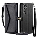 Miniatyrbillede 1 af 11: SKALO Samsung A56 5G PU-Læder Envelope Flip Cover - Sort Black