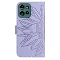 Miniatyrbild 8 av 8: SKALO Motorola Edge 50 Neo 5G Embossed Flower Plånboksfodral i PU-Läder - Lila Lila