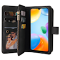 Pikkukuva 3 / 11: SKALO Xiaomi Redmi 10C Big Wallet 17-lokeroa Lompakkokotelo - Musta Black