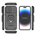 Miniatyrbild 8 av 9: SKALO iPhone 15 Pro Armor Hybrid Metallring Kameraslider - Svart Svart