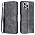 Miniatyrbillede 1 af 7: SKALO iPhone 15 Pro Max Flip Cover m. pung i PU-læder - Sort Black
