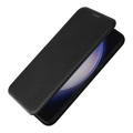 Pikkukuva 5 / 9: SKALO Samsung S24+ Carbon Fiber Lompakkokotelo - Musta Black