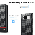 Miniatyrbillede 6 af 11: SKALO Google Pixel 8 LC.IMEEKE Carbon Fiber Pungetui i PU-læder - Sort Black
