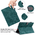 Miniatyrbillede 6 af 9: SKALO Lenovo Tab P12 Cute Tiger PU-læder Flip Cover - Grøn Green
