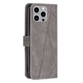 Miniatyrbillede 7 af 7: iPhone 15 Pro Max BINFEN COLOR Præget Flip Cover - Grå Grey