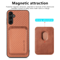 Pikkukuva 5 / 7: SKALO Samsung A14 4G/5G Carbon Fiber Suojakuori korttipidikkeellä - Ruskea Brown