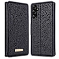 Miniatyrbillede 1 af 7: SKALO Samsung A25 5G MUXMA Saffiano PU-læder Pungetui - Sort Black