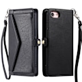 Miniatyrbillede 1 af 11: SKALO iPhone 16e PU-Læder Kuvert Flip Cover - Sort Black