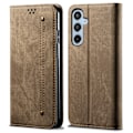 Miniatyrbillede 1 af 6: SKALO Samsung A16 Jeans Flip Cover - Khaki Khaki