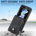 Miniatyrbillede 10 af 11: SKALO Samsung Z Flip5 PU-læder Cover med Pung - Sort Black