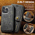 Pikkukuva 6 / 11: DG MING iPhone 15 Pro Max 2-in-1 magneetti lompakkokotelo - Harmaa Grey