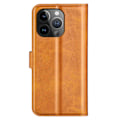 Miniatyrbillede 9 af 9: SKALO iPhone 15 Pro Max Flip Cover m. pung i PU-læder - Lys brun Light brown