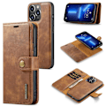 Pikkukuva 1 / 11: DG MING iPhone 15 Pro Max 2-in-1 magneetti lompakkokotelo - Ruskea Brown