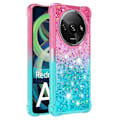 Miniatyrbillede 1 af 6: SKALO Xiaomi Redmi A3 Kvicksand Glitter Hjerter TPU Cover - Pink-Turkis Multicolor