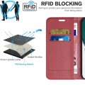 Pikkukuva 9 / 11: SKALO Xiaomi Redmi 10C Rhombus Litchi Lompakkokotelo - Punainen Red