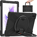 Pikkukuva 1 / 11: SKALO Samsung Tab S7 FE Extra Shockproof Armor 360 Kahva/Tripod Suojakuori - Musta Black