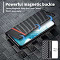 Miniatyrbillede 4 af 8: SKALO Samsung A15 5G LC.IMEEKE Carbon Fiber Pungetui i PU-læder - Sort Black