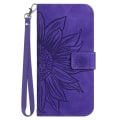 Miniatyrbild 8 av 9: SKALO Motorola Edge 40 Neo 5G Embossed Flower Plånboksfodral i PU-Läder - Mörklila Mörklila