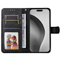Miniatyrbillede 3 af 9: SKALO iPhone 16 Pro Max PU-læder Pungetui - Vælg farve Black