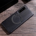 Miniatyrbillede 4 af 8: SKALO Sony Xperia 10 V PU læder hybrid magnetisk ring Cover - Sort Black