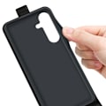 Miniatyrbillede 4 af 9: SKALO Samsung S25 Vertical Flip PU-Læder Flip Cover - Sort Black