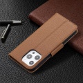 Miniatyrbild 8 av 9: SKALO iPhone 13 Pro Premium Litchi Plånbok - Brun Brun