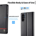 Miniatyrbild 5 av 8: SKALO Samsung A15 5G LC.IMEEKE Carbon Fiber Plånboksfodral i PU-Läder - Svart Svart