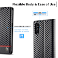 Miniatyrbillede 5 af 8: SKALO Samsung A15 5G LC.IMEEKE Carbon Fiber Pungetui i PU-læder - Sort Black