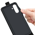 Miniatyrbillede 3 af 9: SKALO Samsung A56 5G Vertical Flip PU-Læder Flip Cover - Sort Black