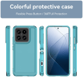Miniatyrbillede 8 af 8: SKALO Xiaomi 14 5G Transparent TPU Metal Buttons Cover - Turkis Turquoise