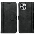 Miniatyrbillede 1 af 6: SKALO iPhone 16 Pro Flip Cover m. pung i PU-læder - Sort Black
