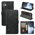 Miniatyrbillede 1 af 6: SKALO iPhone 16 Flip Cover m. pung i PU-læder - Sort Black