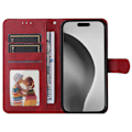 Miniatyrbillede 3 af 9: SKALO iPhone 16 Pro Max PU-læder Pungetui - Vælg farve Red