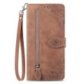 Miniatyrbillede 6 af 6: SKALO Samsung A14 4G/5G Big Wallet Flower Pungetaske - Brun Brown