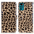 Miniatyrbillede 1 af 8: SKALO Motorola Moto G22 Leopardmønstret pungetui i PU-læder Multicolor