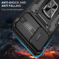 Miniatyrbild 2 av 7: SKALO Samsung A15 4G Armor Hybrid Metallring Kameraslider - Svart Svart