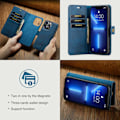 Pikkukuva 8 / 11: DG MING iPhone 15 Pro 2-in-1 magneetti lompakkokotelo - Sininen Blue