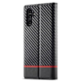 Miniatyrbillede 8 af 8: SKALO Samsung A15 5G LC.IMEEKE Carbon Fiber Pungetui i PU-læder - Sort Black