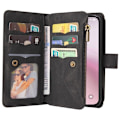 Miniatyrbillede 3 af 11: SKALO iPhone 16e KT-2 Big Wallet 17-RUM Flip Cover - Sort Black