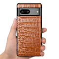Miniatyrbild 4 av 9: SKALO Google Pixel 7a Krokodil PU-Läder Hybrid Skal - Brun Brun